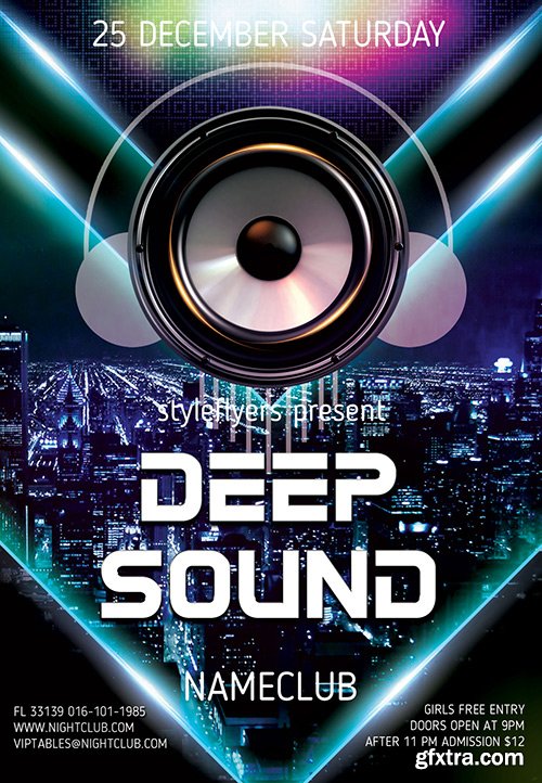 Deep Sound Party PSD Flyer Template + Facebook Cover