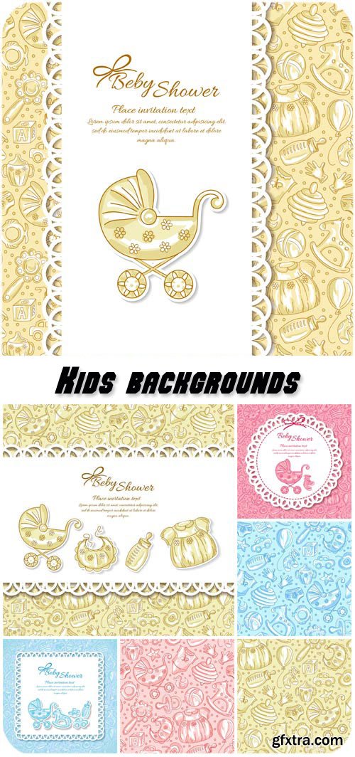 Kids backgrounds, textures vector