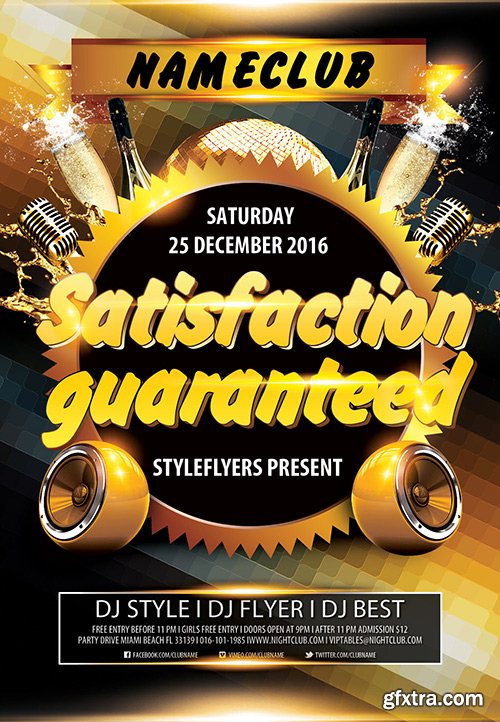 Satisfaction Guaranteed Party PSD Flyer Template + Facebook Cover