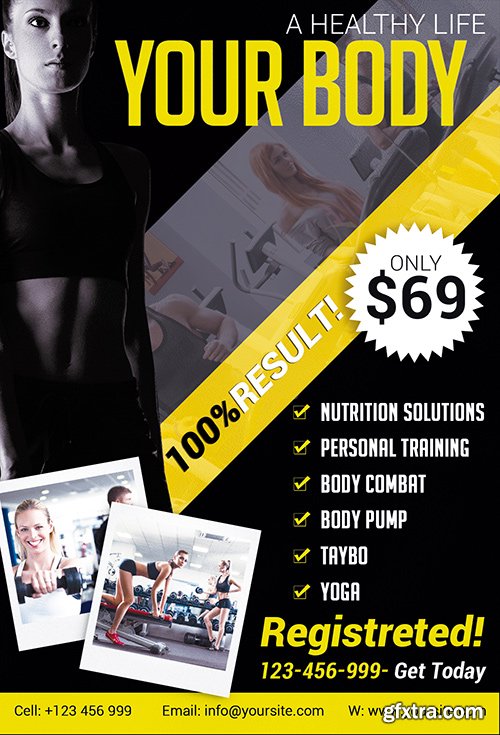 Fitness PSD Flyer Template + Facebook Cover