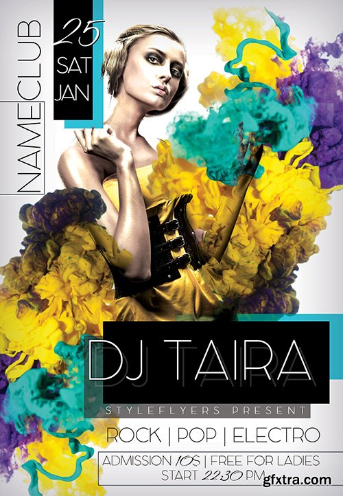 Dj Taira PSD Flyer Template + Facebook Cover