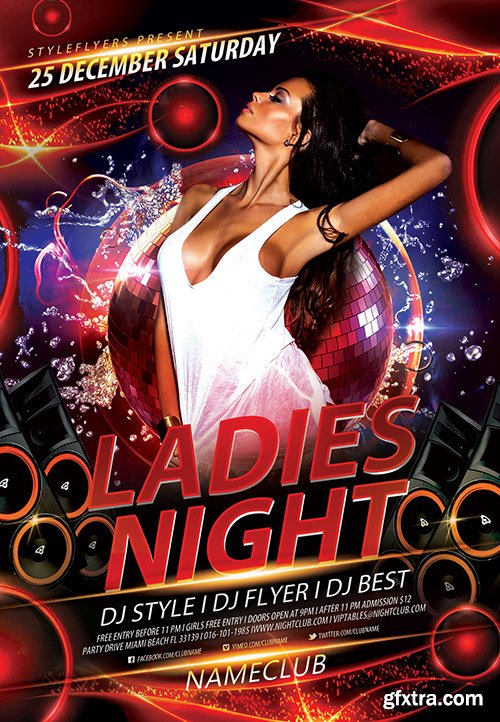 Ladies Night PSD Flyer Template + Facebook Cover