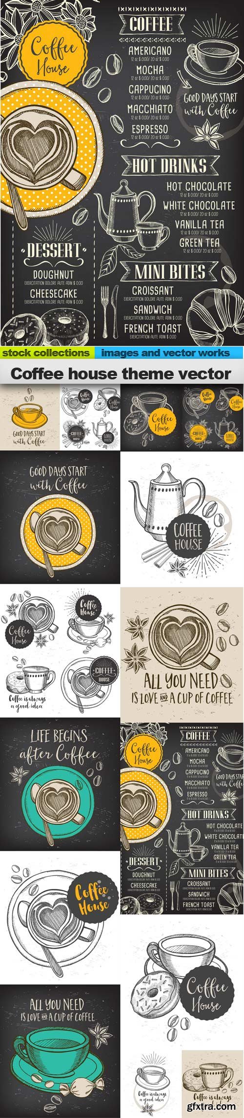 Coffee house theme vector, 15 x EPS