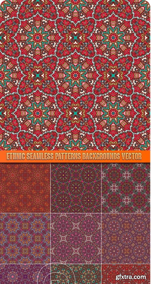 Ethnic seamless patterns backgrounds vector