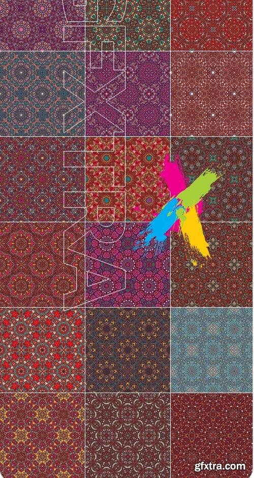Ethnic seamless patterns backgrounds vector