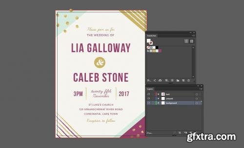 CreativeMarket Geometric Wedding Invitation 586248