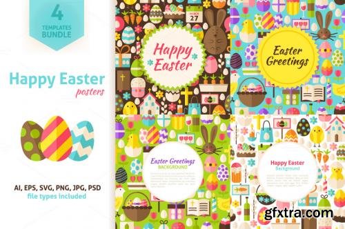 CreativeMarket Happy Easter Vector Posters 586724