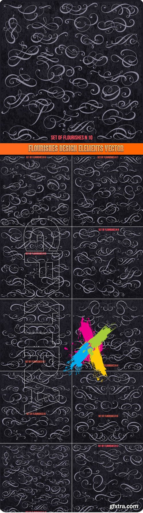 Flourishes design elements vector