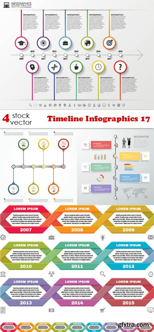 Vectors - Timeline Infographics 17