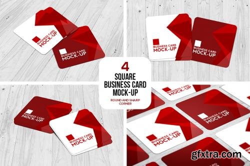 CreativeMarket Square Business Card Mockup Set 594371