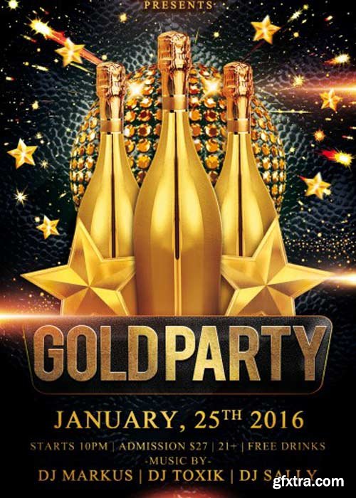 Gold Party V7 Flyer PSD Template + Facebook Cover