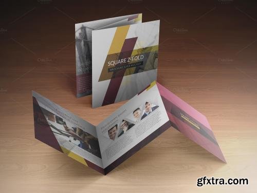 CreativeMarket Square Z-Fold Brochure Mockup 595982