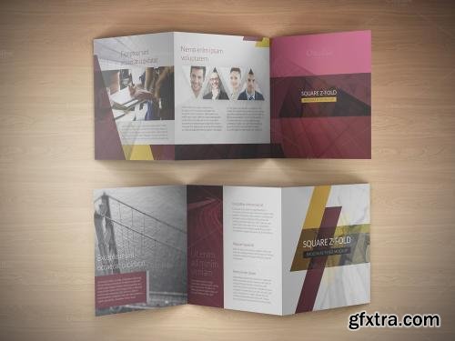 CreativeMarket Square Z-Fold Brochure Mockup 595982