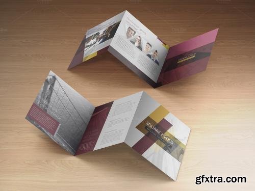 CreativeMarket Square Z-Fold Brochure Mockup 595982