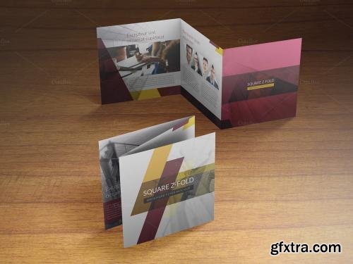 CreativeMarket Square Z-Fold Brochure Mockup 595982