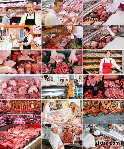 Collection of the counter with raw meat Showcases Commercial refrigerator salesman 25 HQ Jpeg