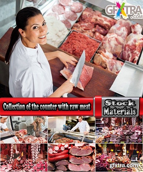 Collection of the counter with raw meat Showcases Commercial refrigerator salesman 25 HQ Jpeg