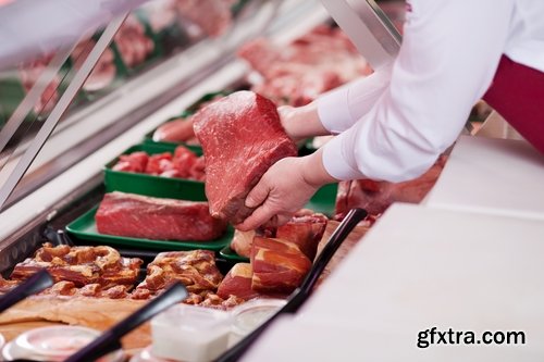 Collection of the counter with raw meat Showcases Commercial refrigerator salesman 25 HQ Jpeg