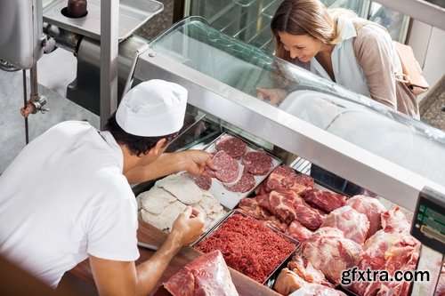 Collection of the counter with raw meat Showcases Commercial refrigerator salesman 25 HQ Jpeg