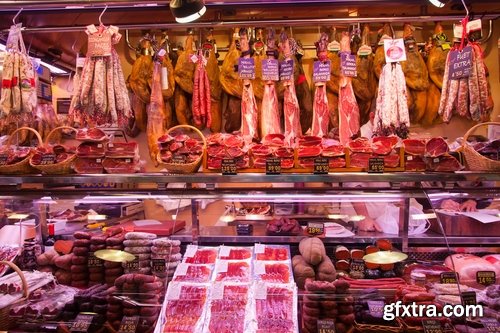 Collection of the counter with raw meat Showcases Commercial refrigerator salesman 25 HQ Jpeg