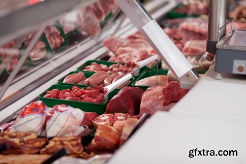 Collection of the counter with raw meat Showcases Commercial refrigerator salesman 25 HQ Jpeg