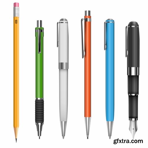 Collection pen pencil stationery 25 EPS