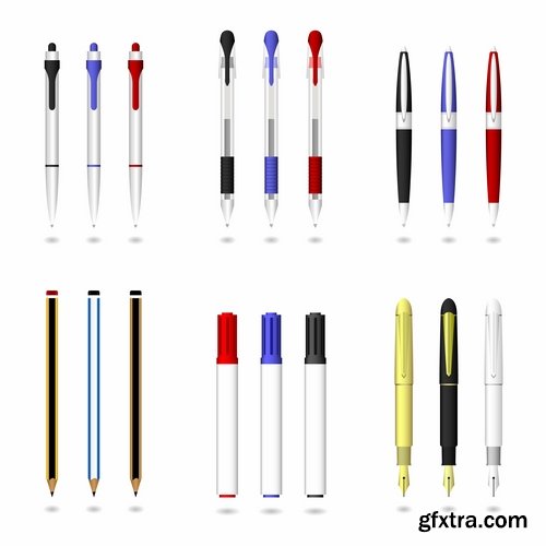 Collection pen pencil stationery 25 EPS