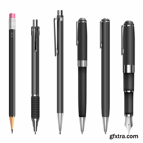 Collection pen pencil stationery 25 EPS