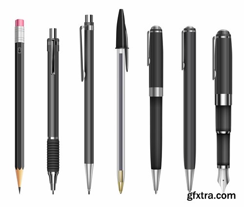 Collection pen pencil stationery 25 EPS