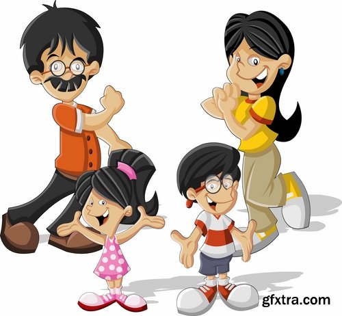 Collection of cartoon girl woman man vector image 25 EPS