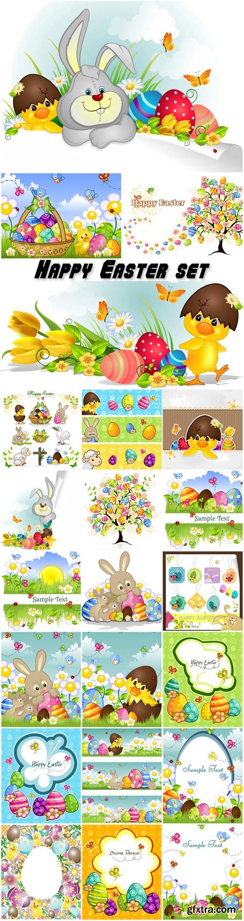 Happy Easter, vector set