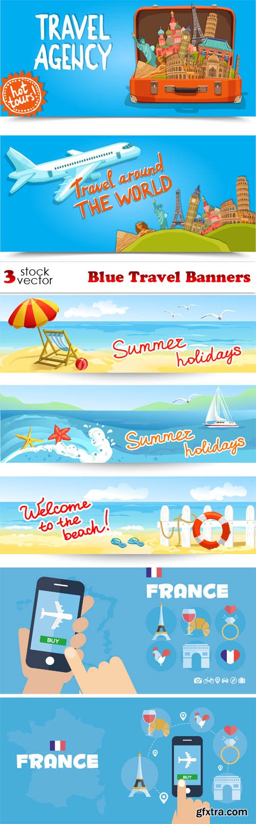 Vectors - Blue Travel Banners