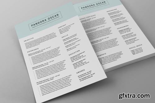 CreativeMarket 2 Pages Clean Resume CV - Pandora 246984