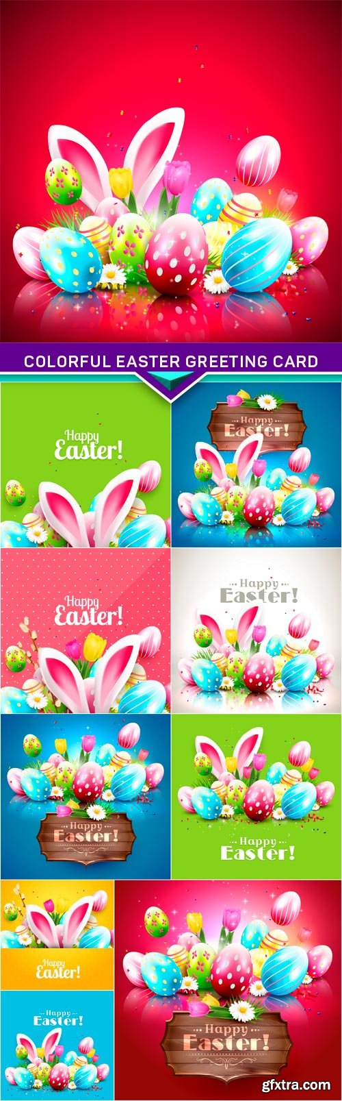 Colorful Easter greeting card 10x EPS