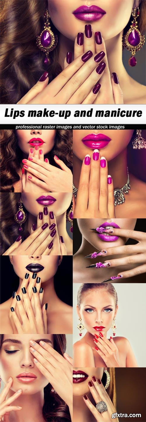 Lips make-up and manicure