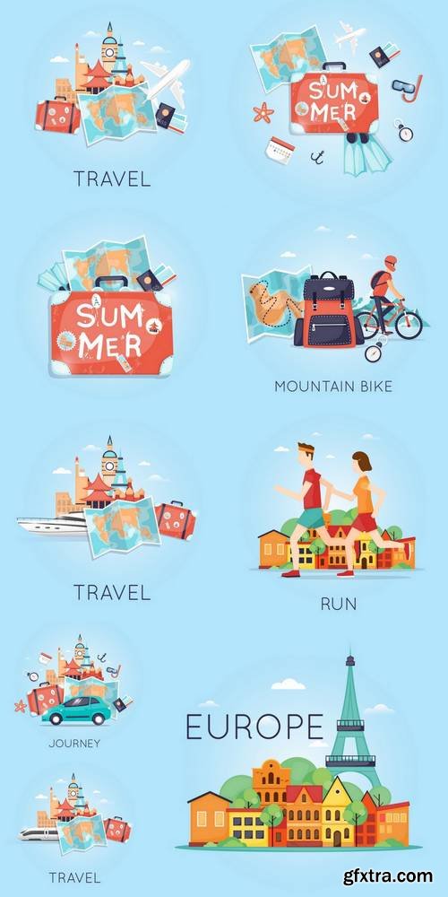 Tourism and Vacation Theme - Flat Design Vector