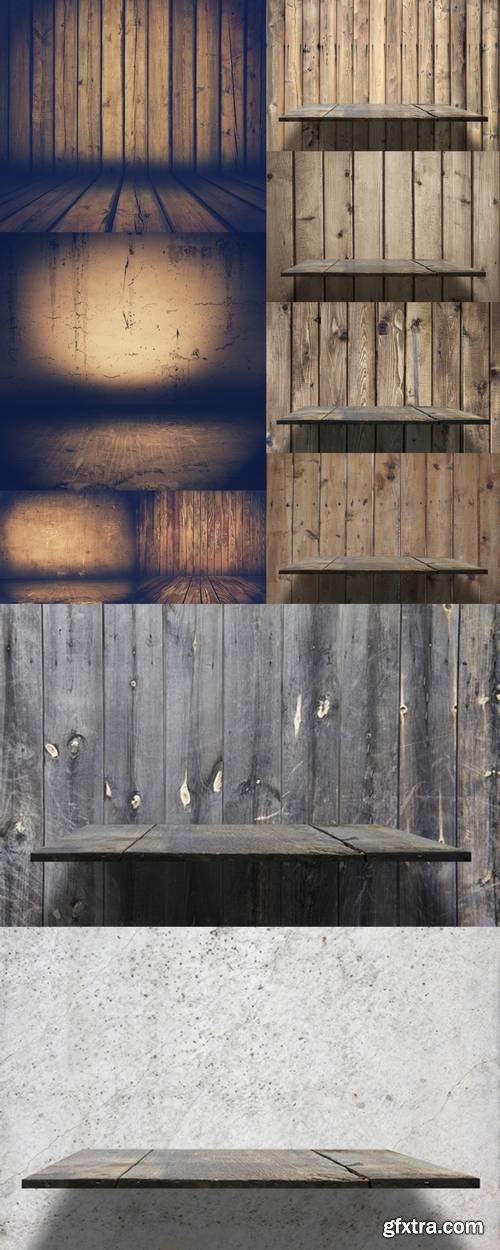 Empty Shelves on Wooden Wall