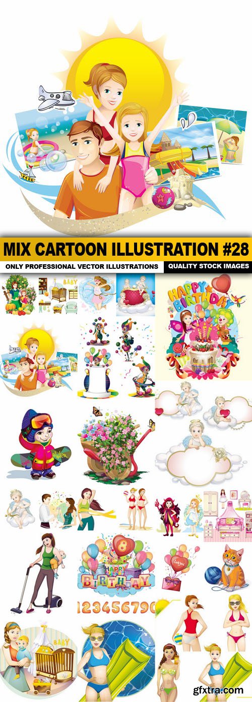 Mix cartoon Illustration #28 - 25 Vector