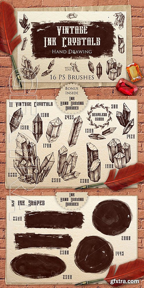 CM - Vintage Ink Crystals PS Brushes 596566