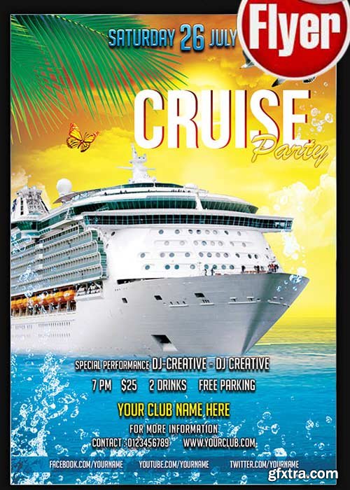 Cruise Party V2 Flyer PSD Template + Facebook Cover