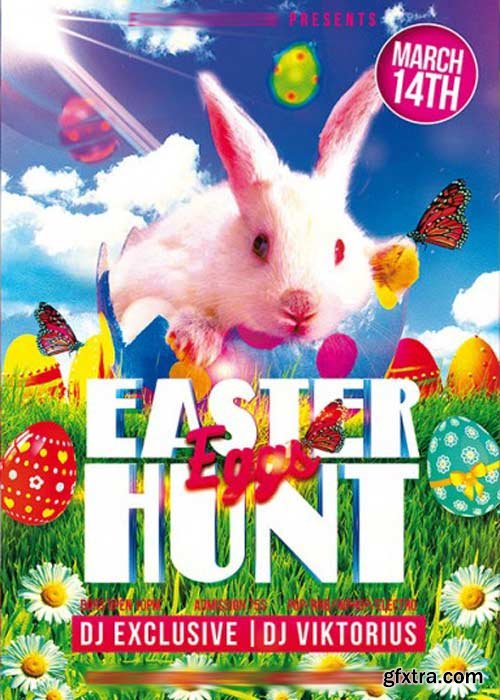 Easter Eggs Hunt Flyer PSD Template + Facebook Cover