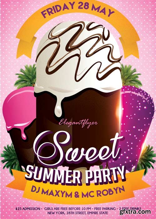 Sweet Summer Party Flyer PSD Template + Facebook Cover