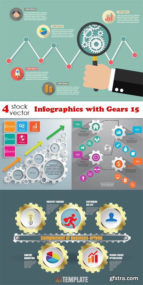 Vectors - Infographics with Gears 15