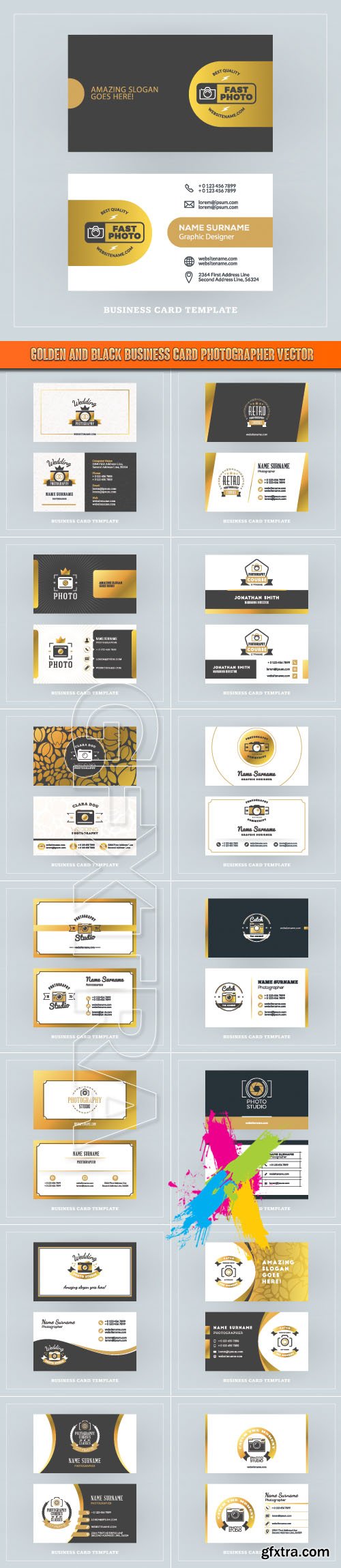 Golden and Black Business Card Photographer vector