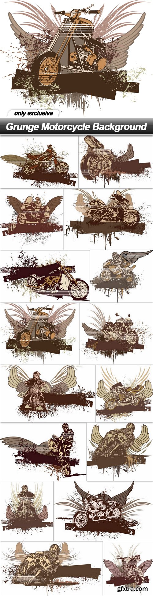 Grunge Motorcycle Background - 16 EPS