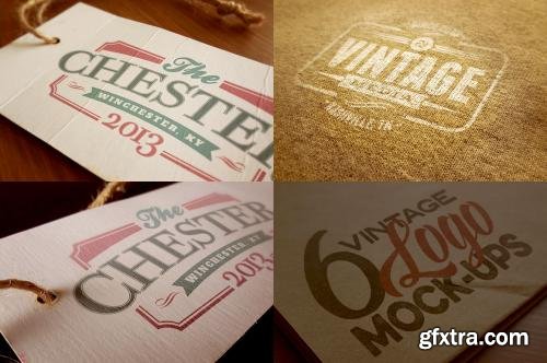 CreativeMarket 6 Logo Mockups - Retro/Vintage Style 239323