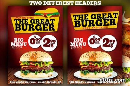 CreativeMarket Burger Fast Food Flyer Restaurant 244842