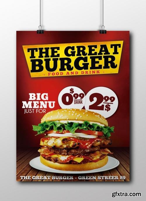 CreativeMarket Burger Fast Food Flyer Restaurant 244842