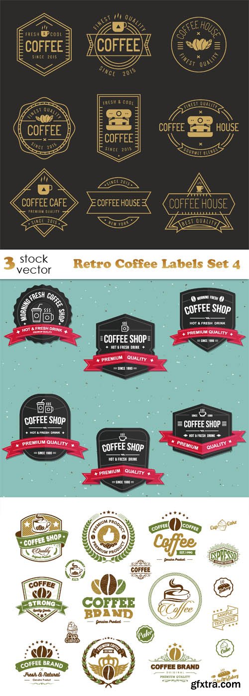 Vectors - Retro Coffee Labels Set 4