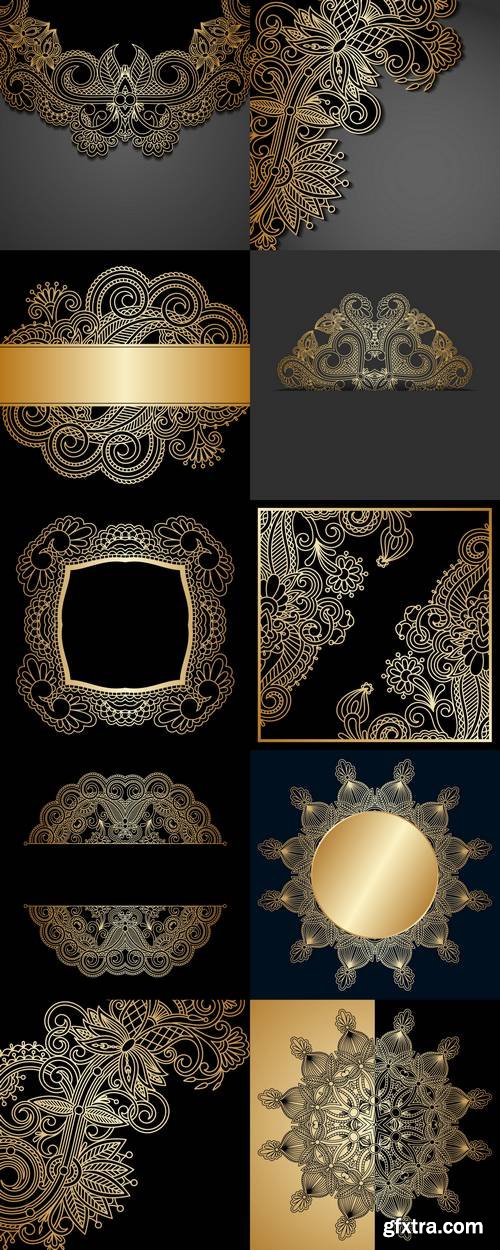 Vector Background with Gold Floral Pattern and Place for Text for Greeting or Invitation Card